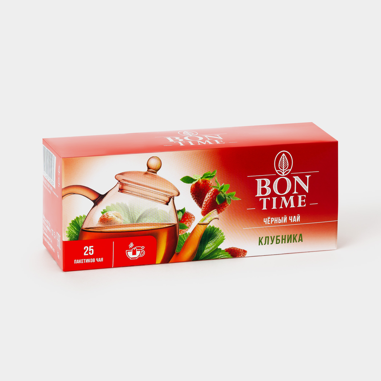 Чай черный «Bontime» «Клубника», 25 пакетиков, 37,5 г