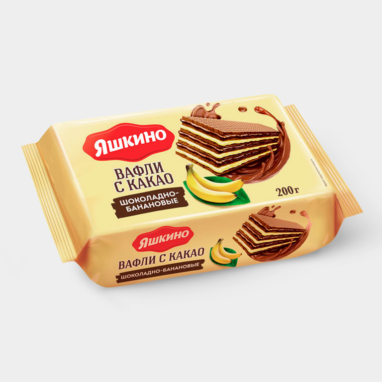 Вафли «Яшкино» с какао, шоколадно-банановые, 200 г – купить по приятной ...