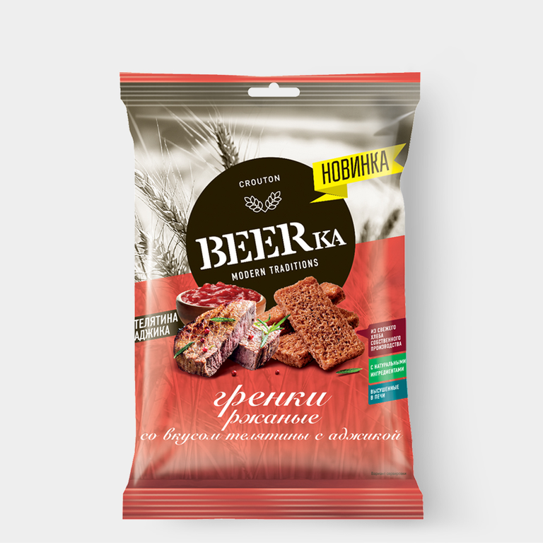 Гренки «Beerka» со вкусом телятины с аджикой, 60 г