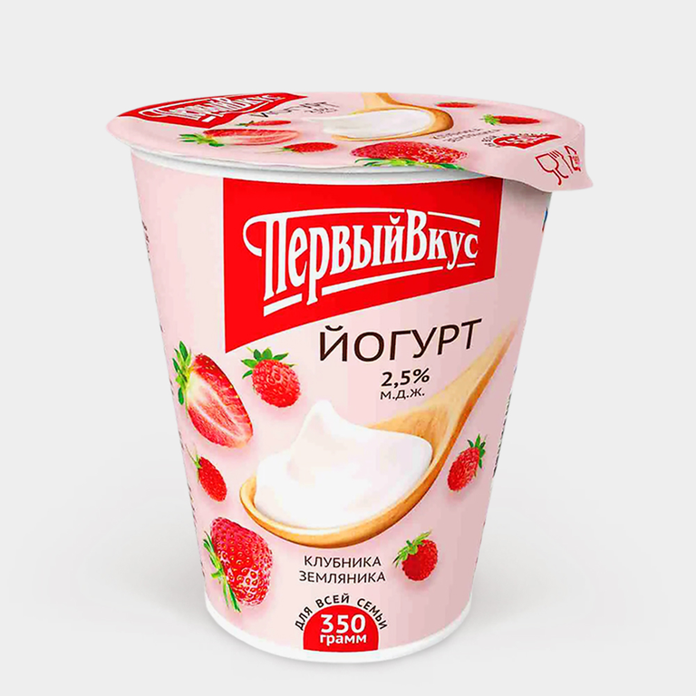 Йогурт 2.5% «Первый вкус» Клубника-земляника, 350 г