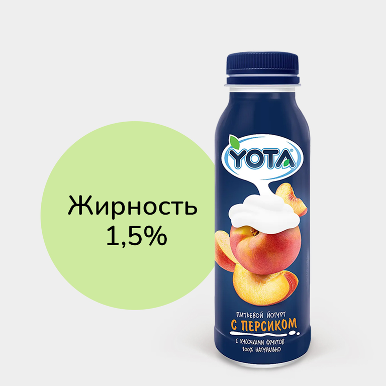 Йогурт питьевой «Yota» с персиком, 300 г