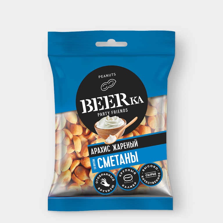 Арахис жареный «Beerka» со вкусом сметаны, 90 г