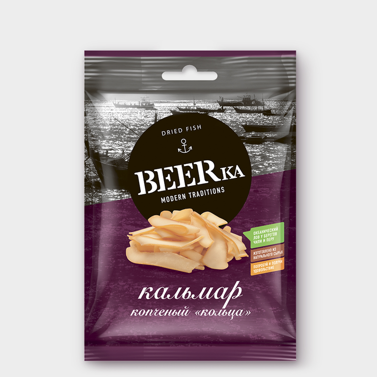 Кальмар «Beerka» копчёные кольца, 18 г