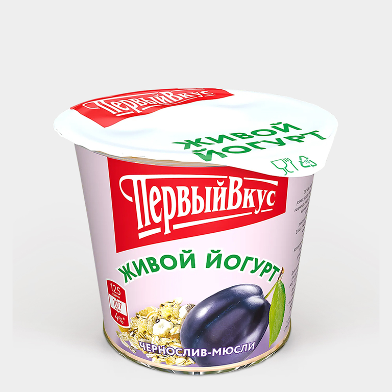 Йогурт 2.5% «Первый вкус» Мюсли – чернослив, 125 г