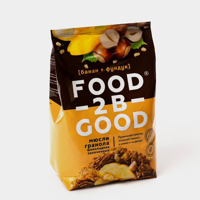 Гранола шоколадная «Foodtobegood» Банан и фундук, 250 г