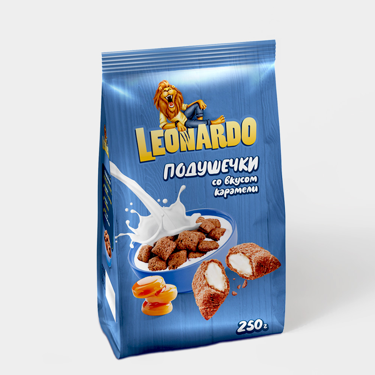 Готовый завтрак «Leonardo» Подушечки со вкусом карамели, 250 г