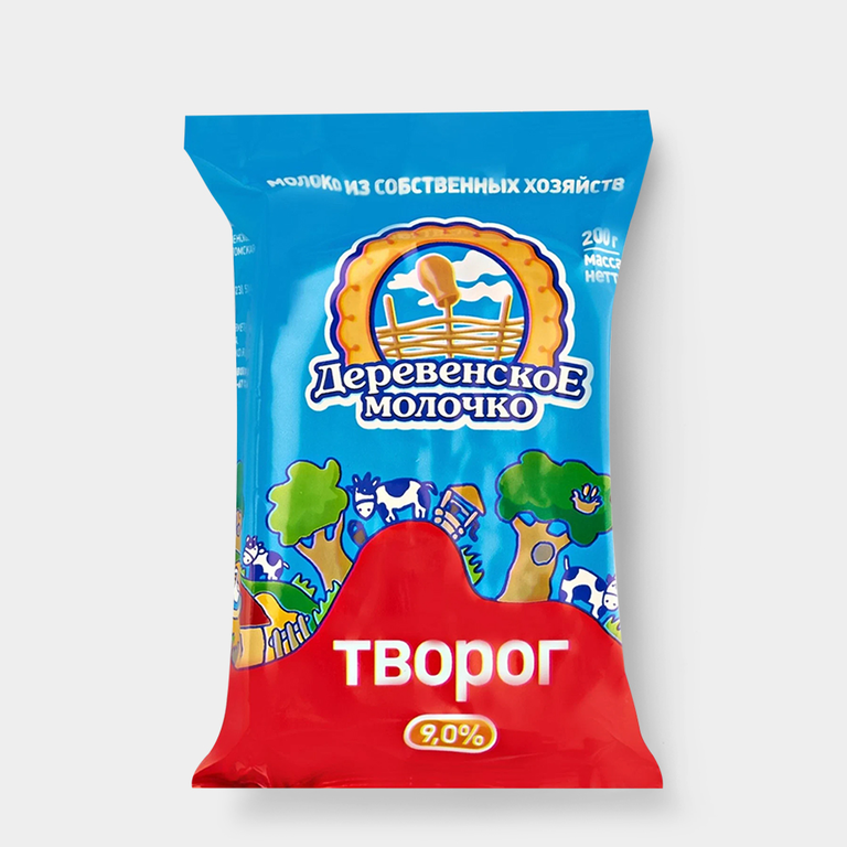 Творог 9% «Деревенское молочко», 200 г