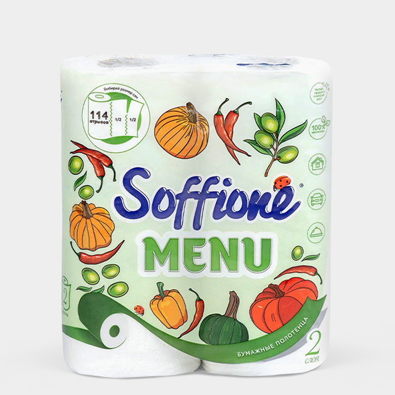 Полотенца бумажные «Soffione» MENU, 2 рулона