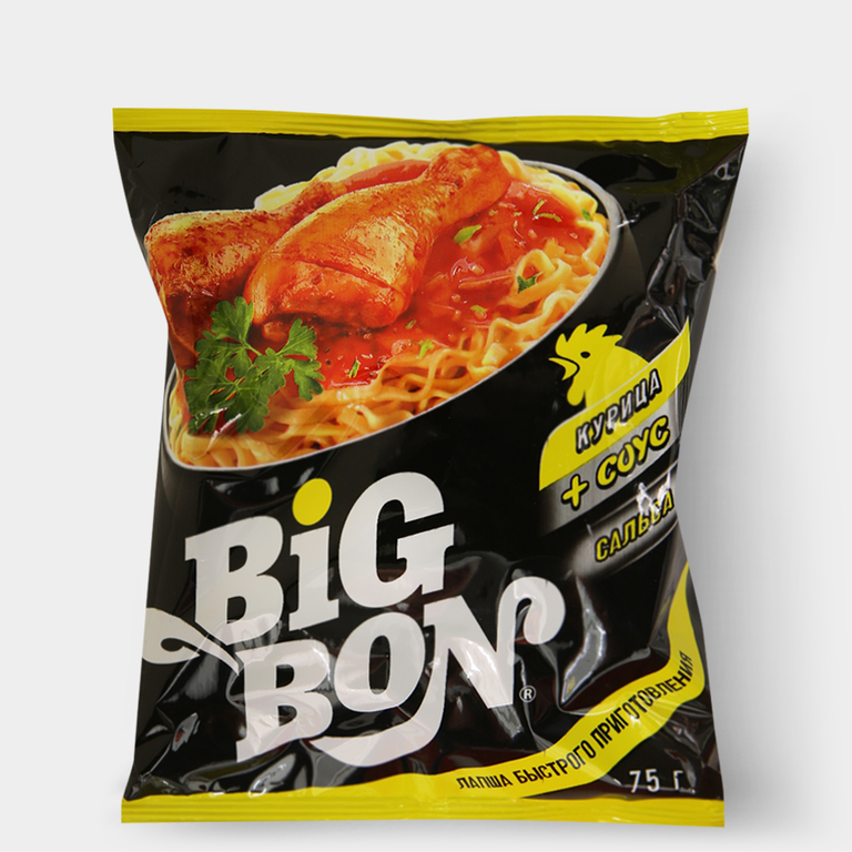 Лапша «BigBon» с курицей и соусом, 75 г