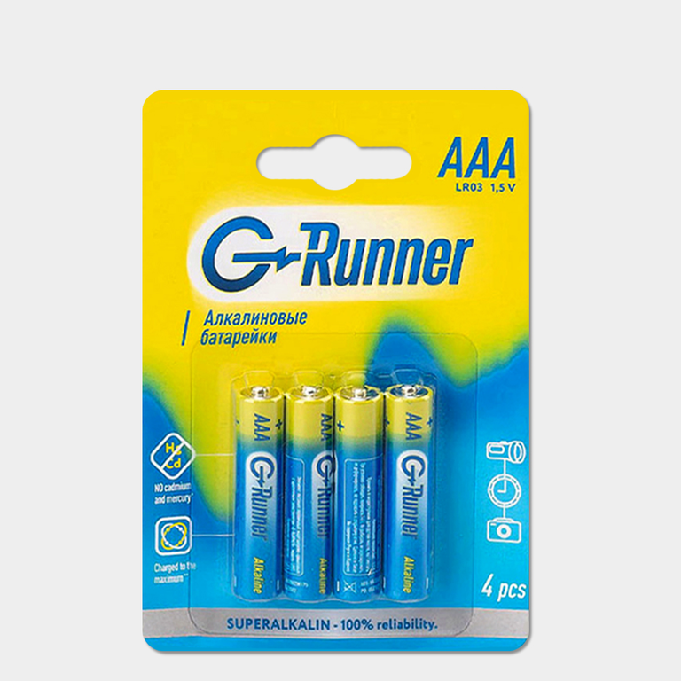 Батарейки алкалиновые «G-runner» AAА/LR03, 1,5 V, 4шт