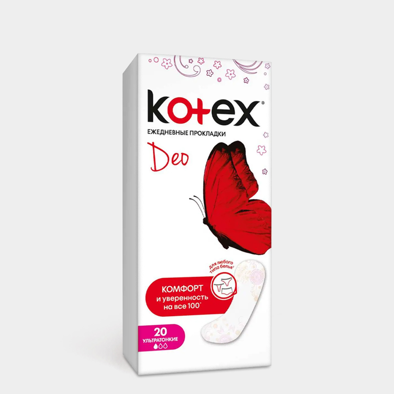 Прокладки ежедневные «Kotex» ультратонкие Deo, 20шт