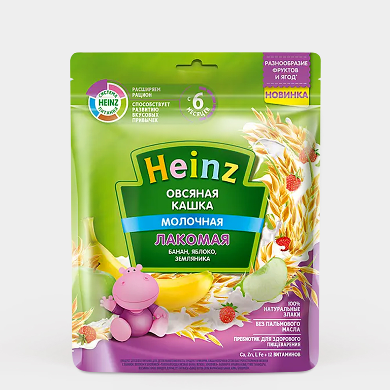 Лакомая Кашка «Heinz» Овсяная с Бананом, Яблоком, Земляникой, 170 г