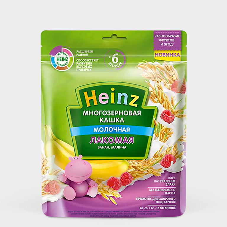 Лакомая Кашка «Heinz» Многозерновая с Бананом и Малиной, 170 г