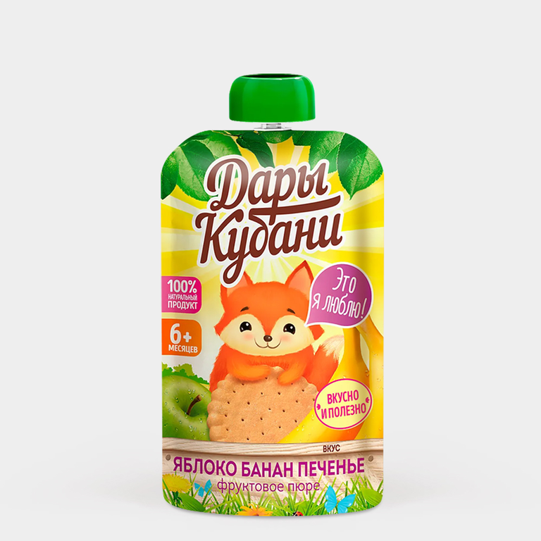 Пюре фруктовое «Дары Кубани» Яблоко, банан, печенье, 90 г