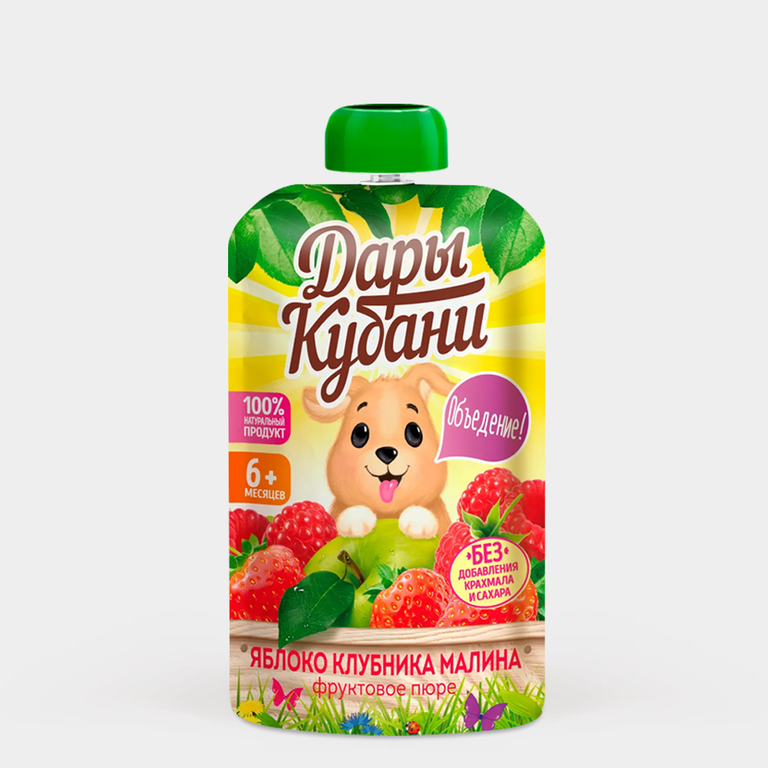 Пюре «Дары Кубани» Яблоко, клубника, малина, 90 г