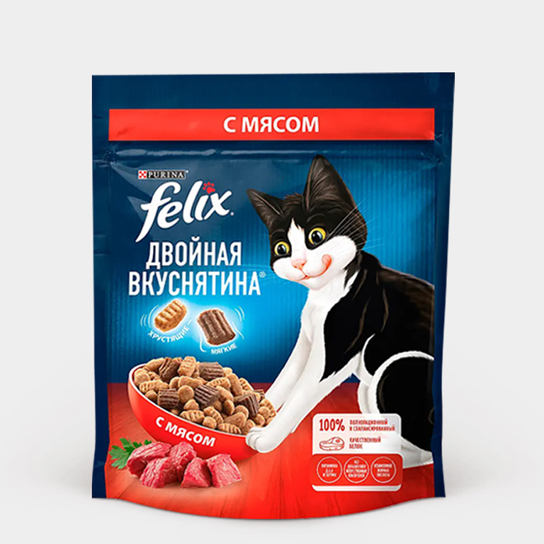 Сухой корм для кошек «Felix» Двойная вкуснятина c мясом, 200 г