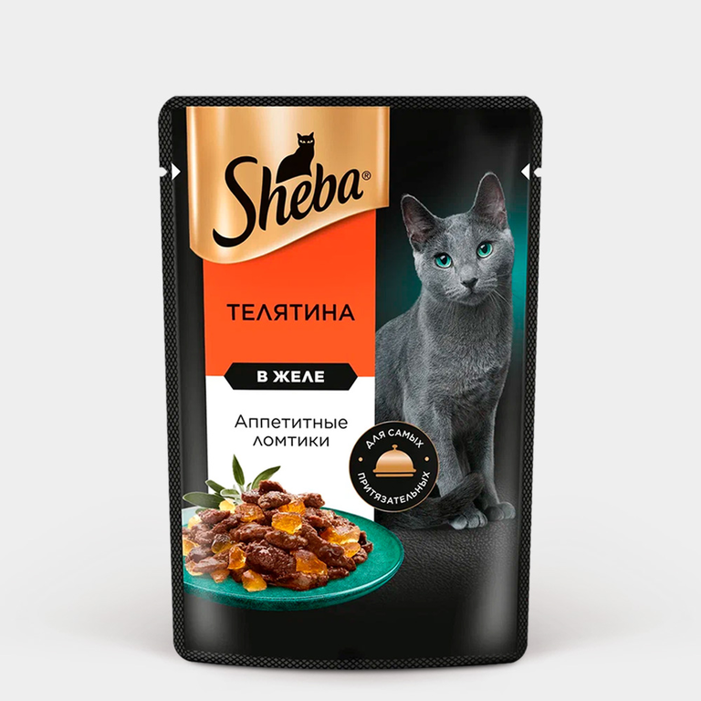 Влажный корм для кошек «Sheba» Телятина, ломтики в желе, 75 г