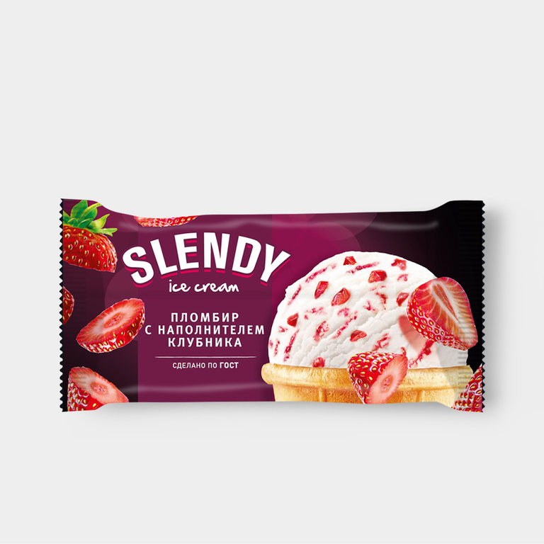 Пломбир «Slendy» с клубничным наполнителем, 80 г