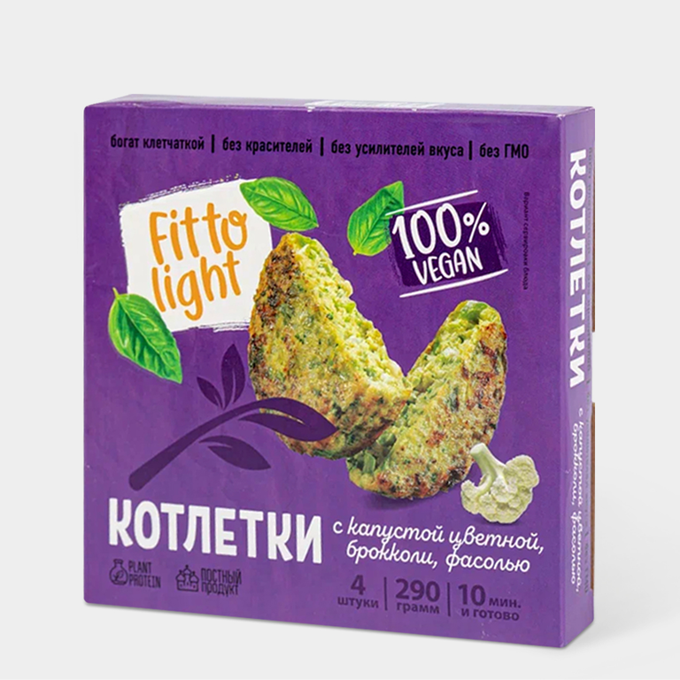 Котлетки «Fitto Light» с цветной капустой, брокколи, фасолью, 290 г