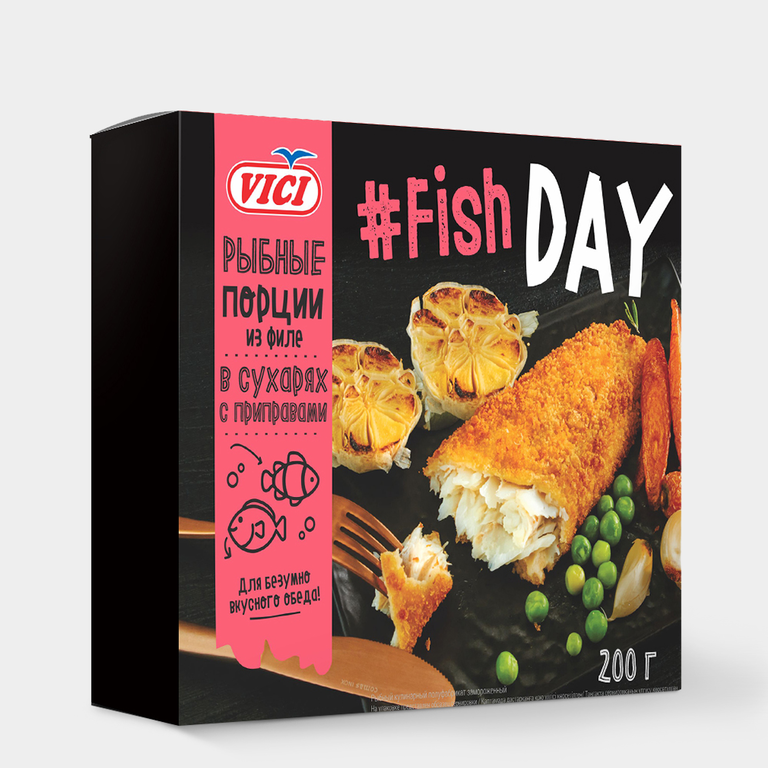 Рыбные порции «Vici» Fish DAY из филе в сухарях с приправами, 200 г