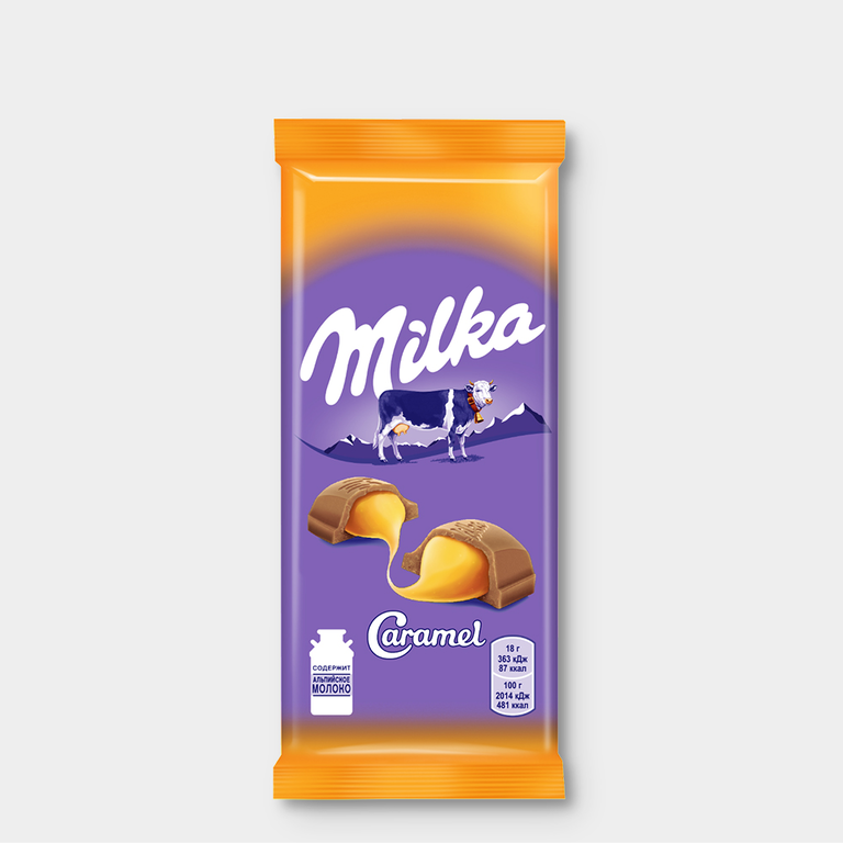 Шоколад молочный «Milka» с карамельной начинкой, 90 г