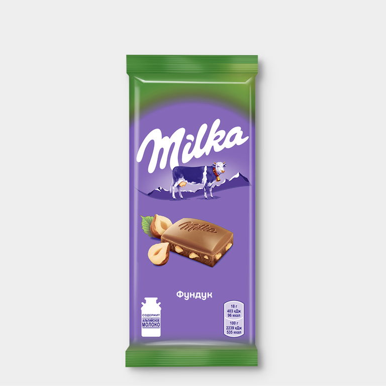 Шоколад молочный «Milka» с дробленным фундуком, 85 г