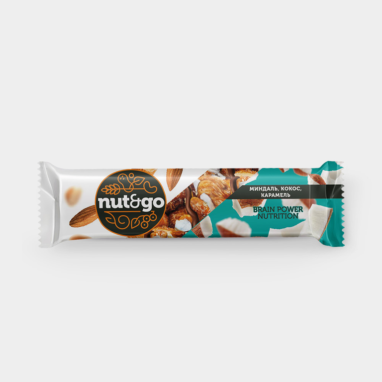 Батончик «Nut&Go» с миндалем, кокосом и карамелью, 36 г