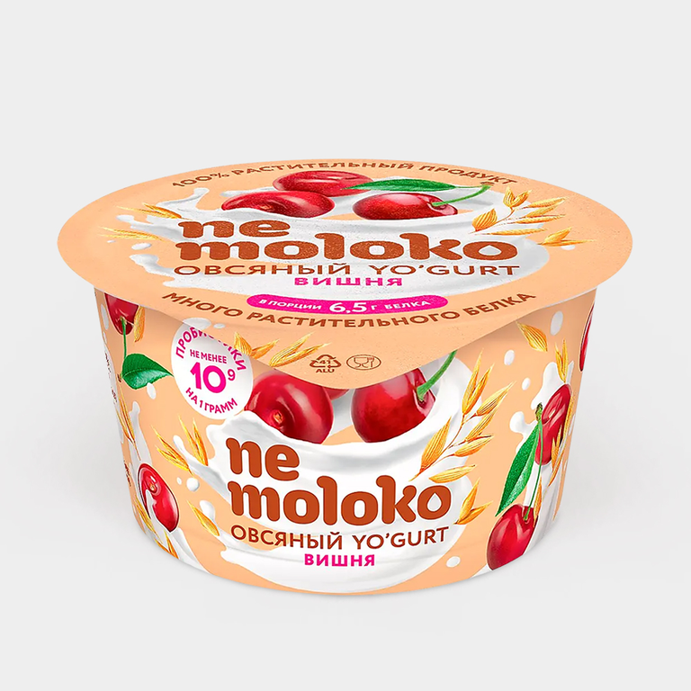 Йогурт «NeMoloko» овсяный Вишня, 130 г