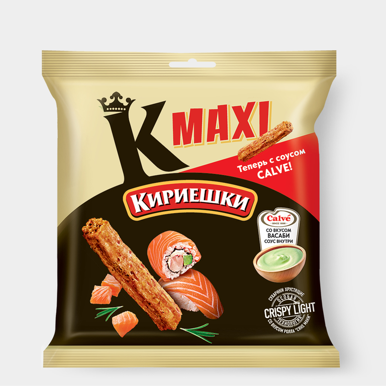 Сухарики «Кириешки Maxi» со вкусом роллов «Сяке маки» и с соусом со вкусом васаби, 50 г