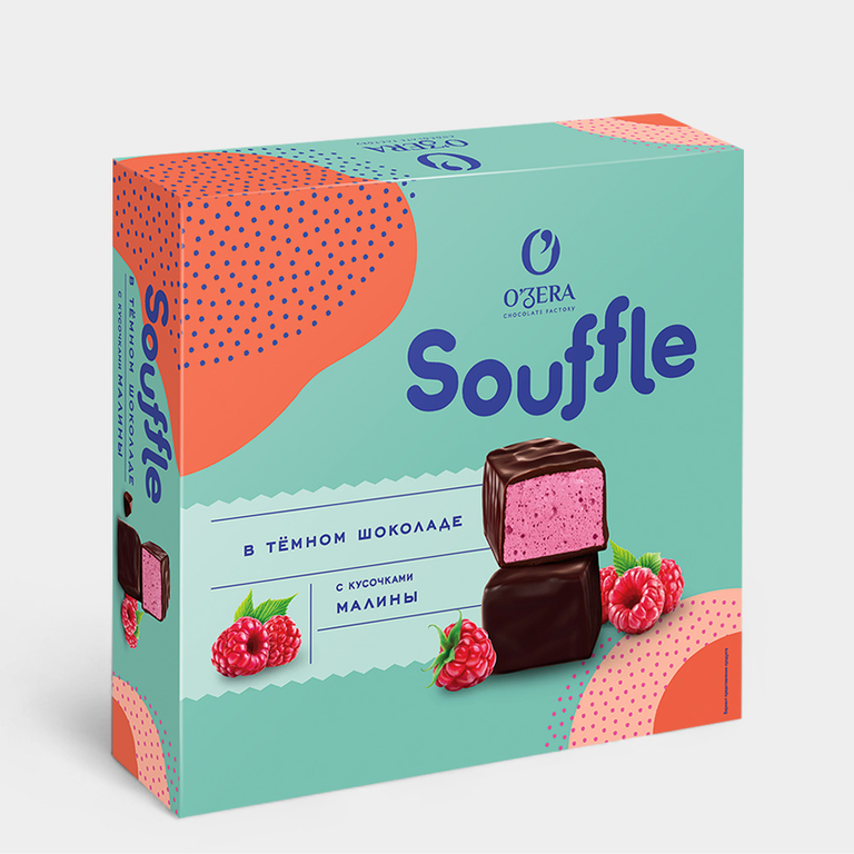 Конфеты Souffle «O'Zera» с малиной, в темном шоколаде, 360 г