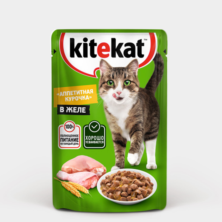 Влажный корм для кошек «Kitekat» «Аппетитная курочка» в желе, 85 г