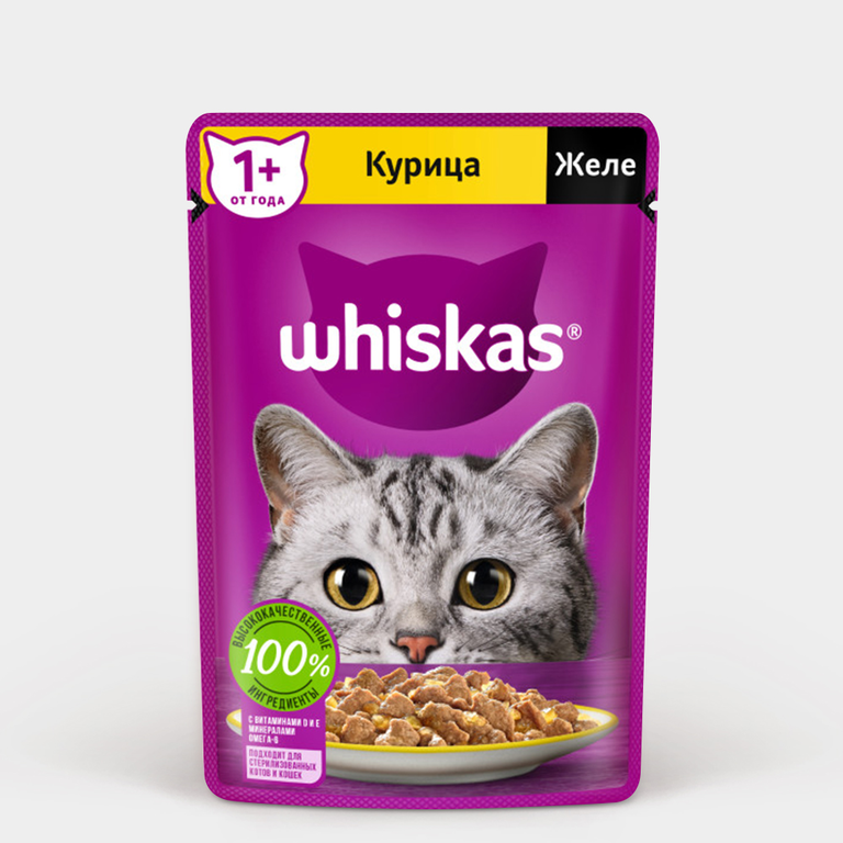 Влажный корм для кошек «Whiskas» желе с курицей, 75 г