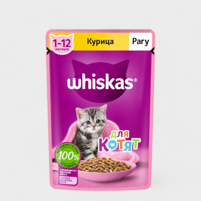 Влажный корм для котят «Whiskas» Рагу с курицей, 85 г