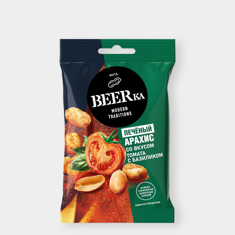 Арахис печёный «Beerka» со вкусом томата с базиликом, 90 г