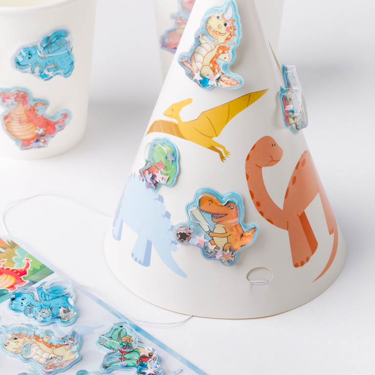 Объемные наклейки «Мир динозавров» с плавающими блестками Объемные наклейки «Мир динозавров» с плавающими блестками