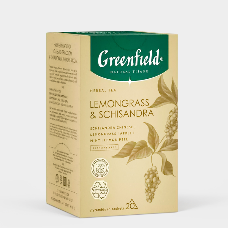 Чай «Greenfield» Natural Tisane Lemongrass & Schisandra, 20 пирамидок, 36 г