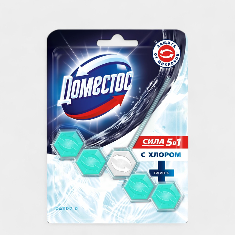 Блок для унитаза «Domestos Power 5» Кристальная чистота, 50 г