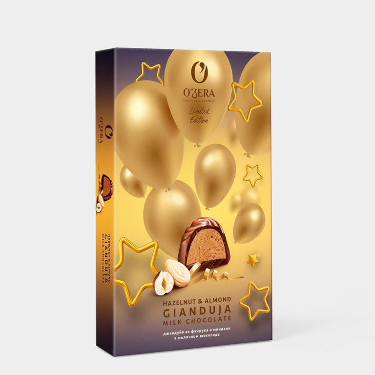 Конфеты «O’Zera» Gianduja с тертым фундуком и миндалем в молочном шоколаде, 218 г