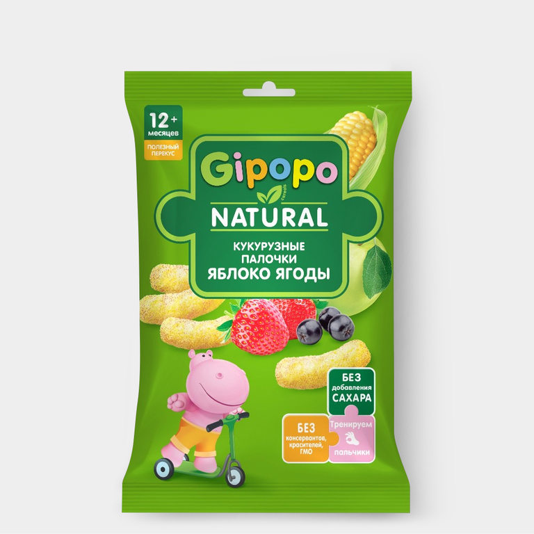 Палочки кукурузные «Gipopo» Яблоко-ягоды, 20 г