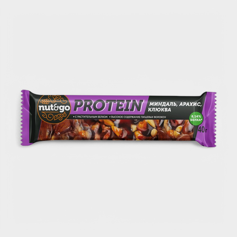 Батончик «Nut&Go» Protein миндаль, арахис, клюква, 36 г