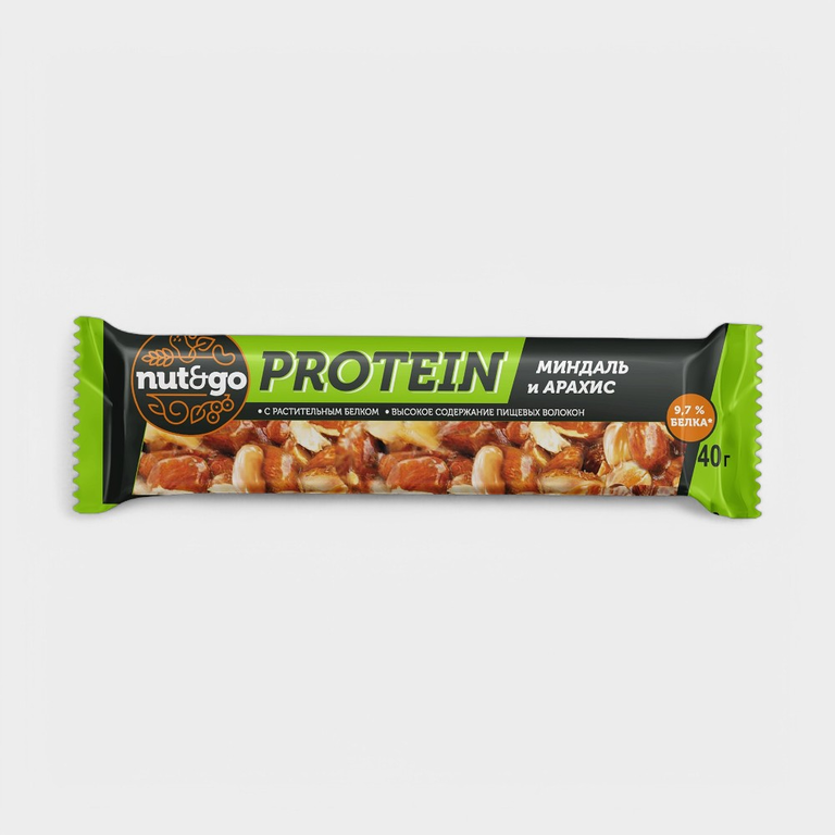 Батончик «Nut&Go» Protein миндаль и арахис, 36 г