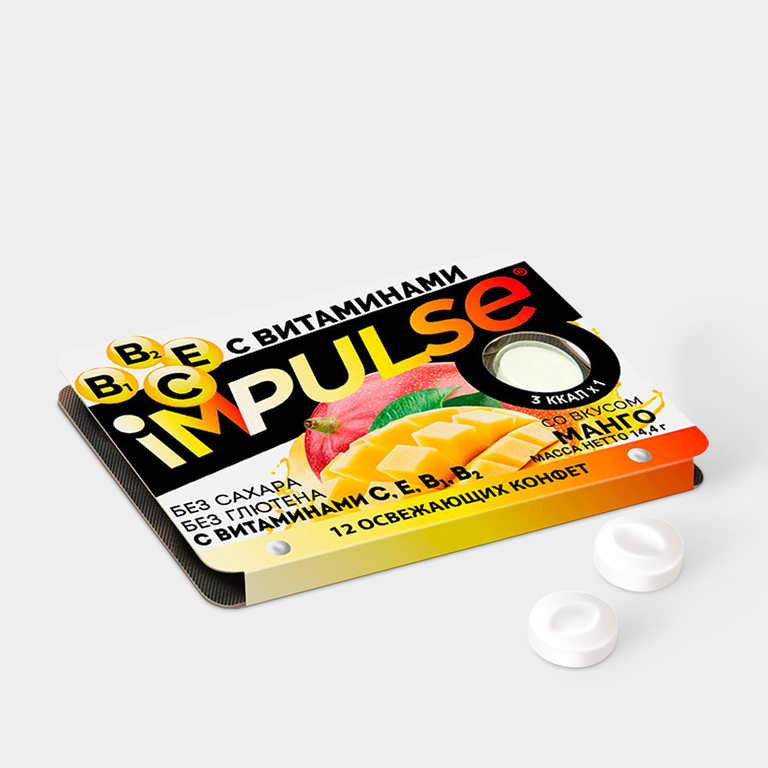 Освежающие пастилки «IMPULSE» со вкусом манго, 14,4 г