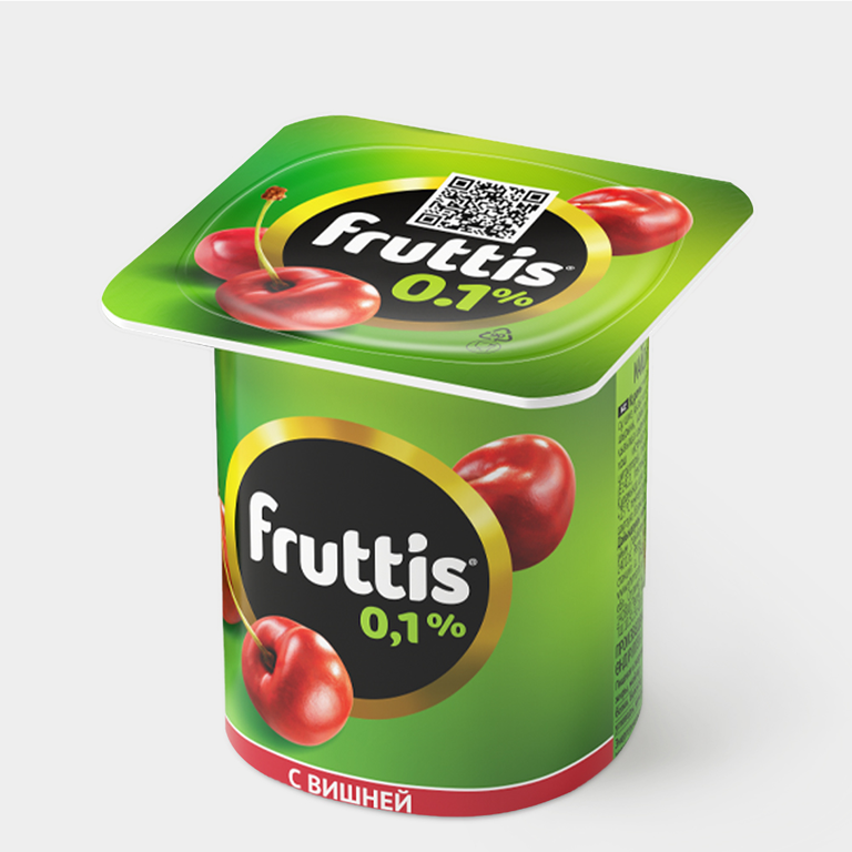 Йогуртный продукт 0.1% «Fruttis» Легкий Персик – маракуйя/ Вишня, 110 г