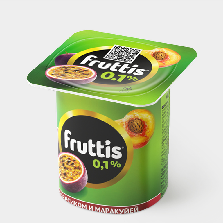 Йогуртный продукт 0.1% «Fruttis» Легкий Персик – маракуйя/ Вишня, 110 г