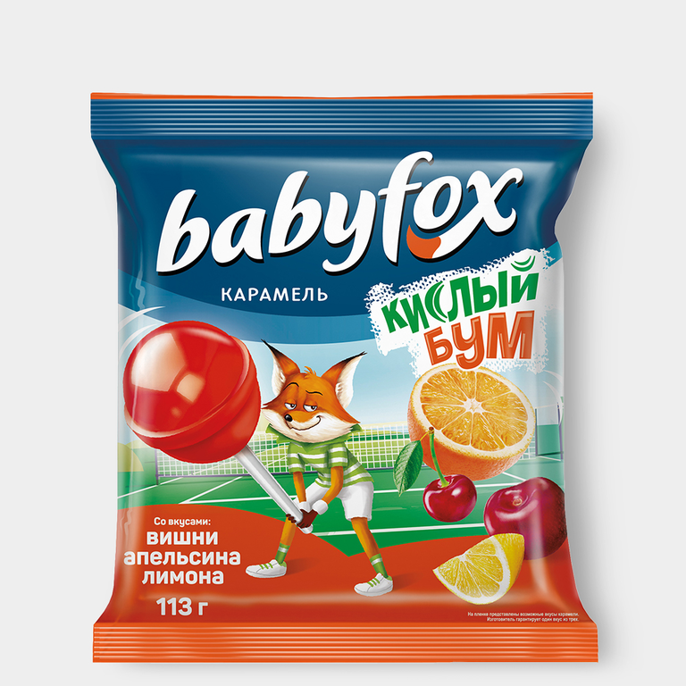 Карамель на палочке «Babyfox» «Кислый бум», 113 г
