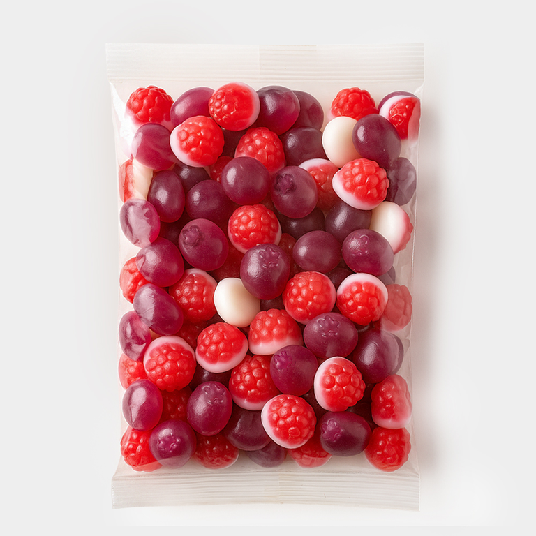 Жевательный мармелад с желейной начинкой со вкусом черники и малины со сливками Жевательный мармелад с желейной начинкой со вкусом черники и малины со сливками