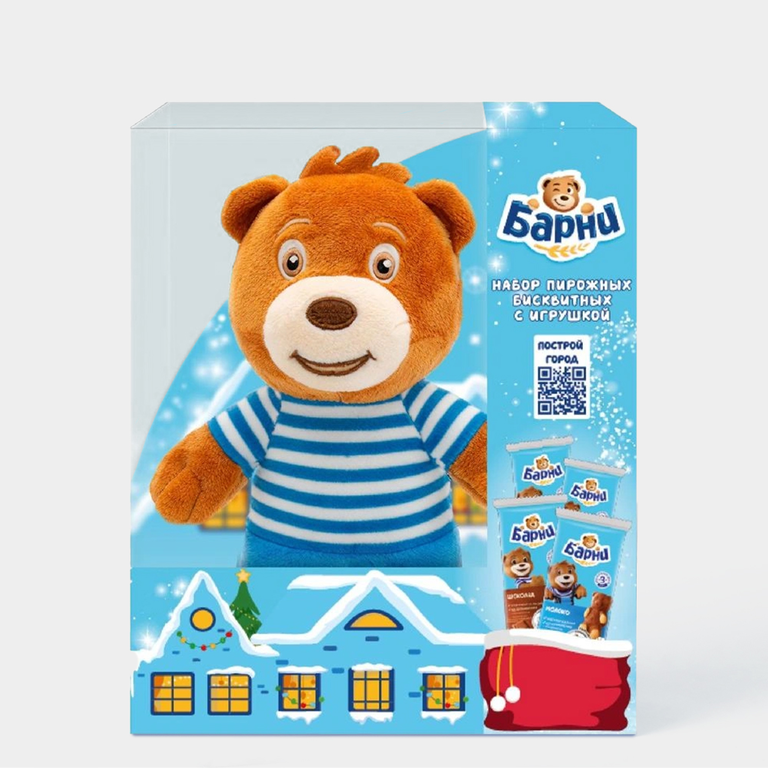 Набор бисквитных пирожных «Медвежонок Барни» с игрушкой, 120 г Набор бисквитных пирожных «Медвежонок Барни» с игрушкой, 120 г