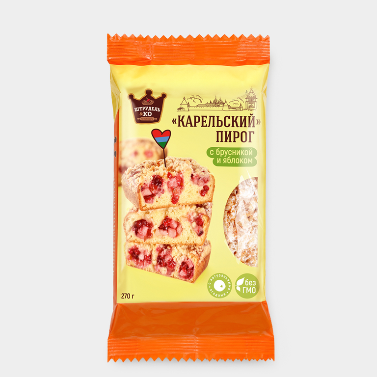 Карельский пирог «Штрудель и Ко» с брусникой и яблоком, 270 г