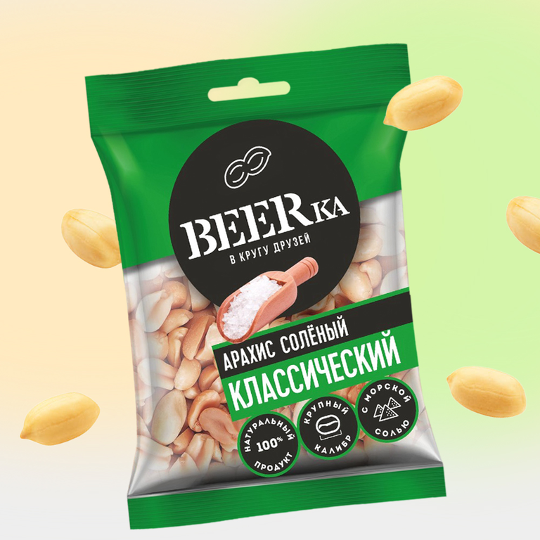 Арахис «Beerka» жареный, солёный, 90 г