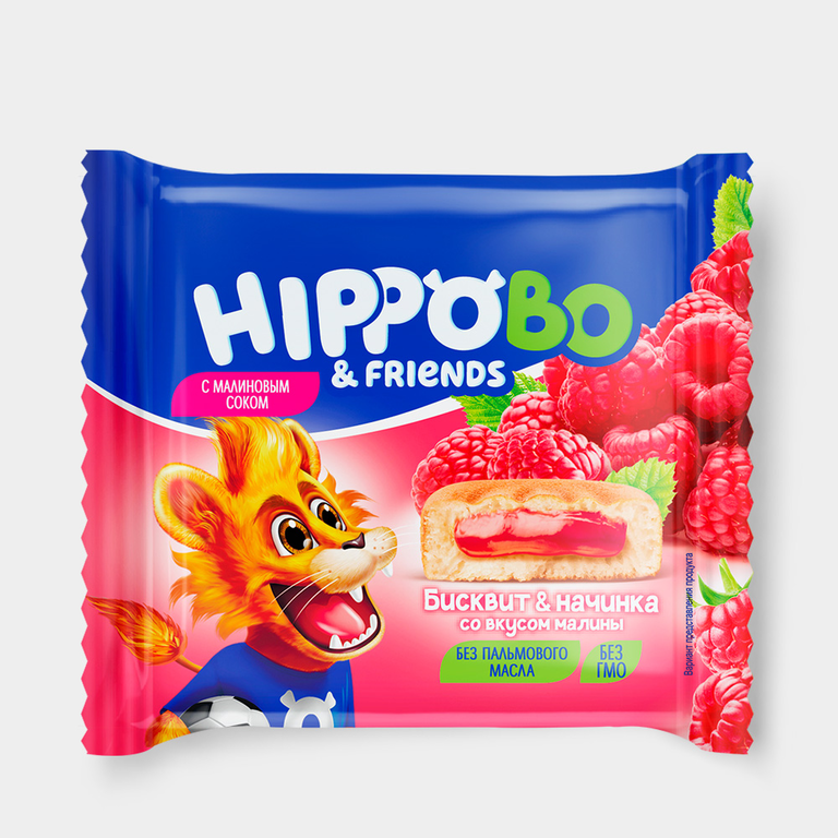 Пирожное «HIPPOBO» с начинкой со вкусом малины, 32 г Пирожное «HIPPOBO» с начинкой со вкусом малины, 32 г